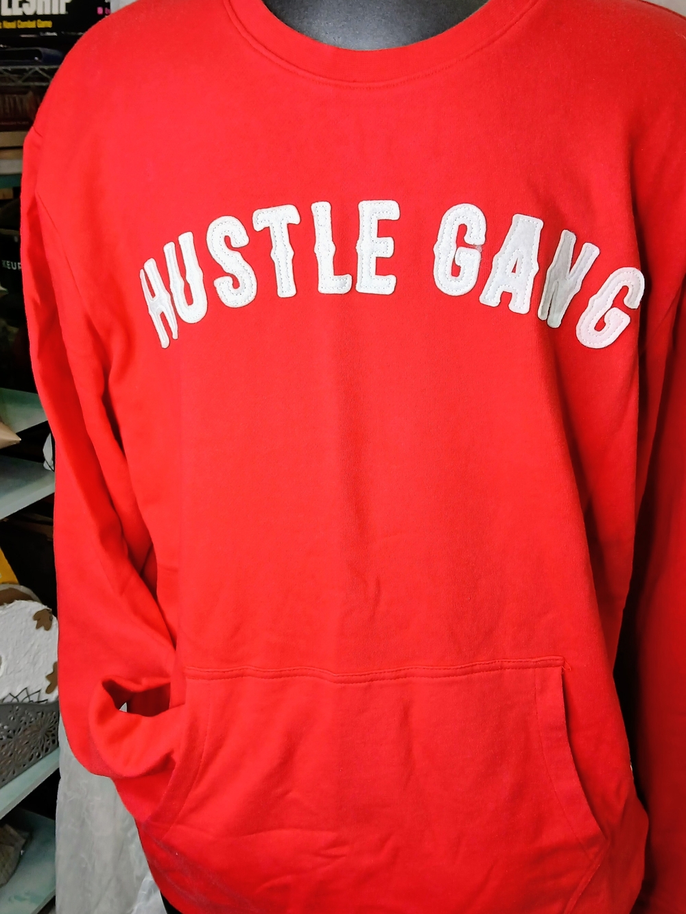 Hustle Gang Red Crewneck with White Lettering